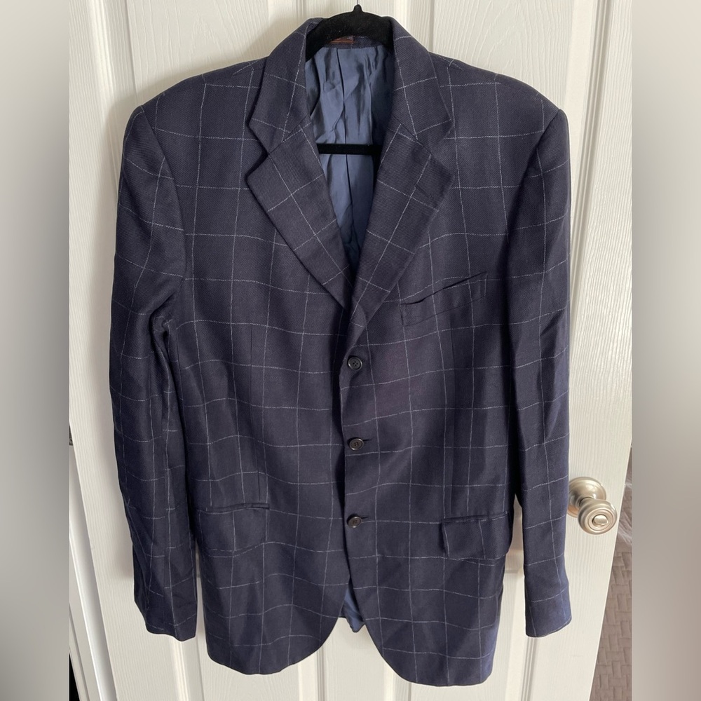 Etro Men's Navy Checkered Blazer size 56